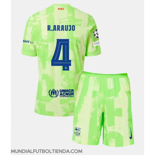 Camiseta Barcelona Ronald Araujo #4 Tercera Equipación Replica 2024-25 para niños mangas cortas (+ Pantalones cortos)